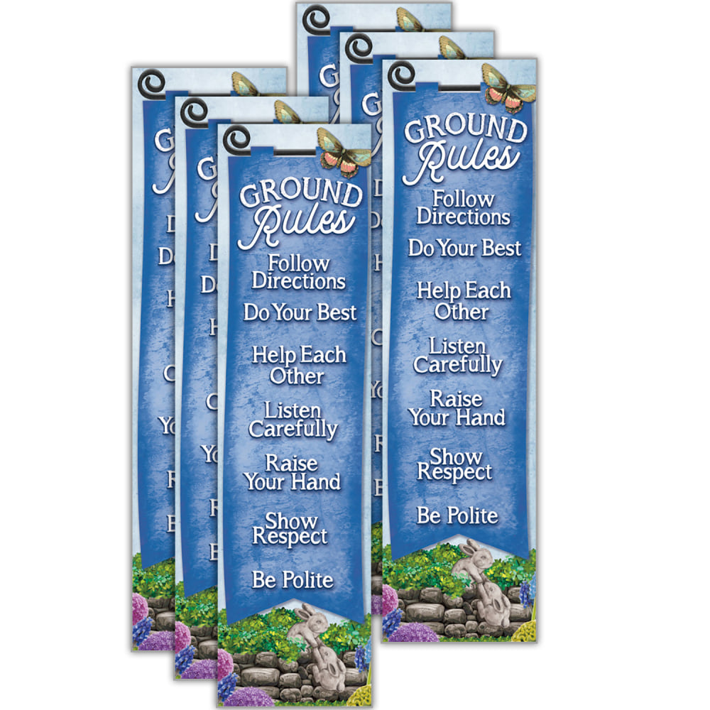 Eureka Curiosity Garden Vertical Banners, 12in x 45in, Ground Rules, Bundle Of 6 Banners MPN:EU-849346-6