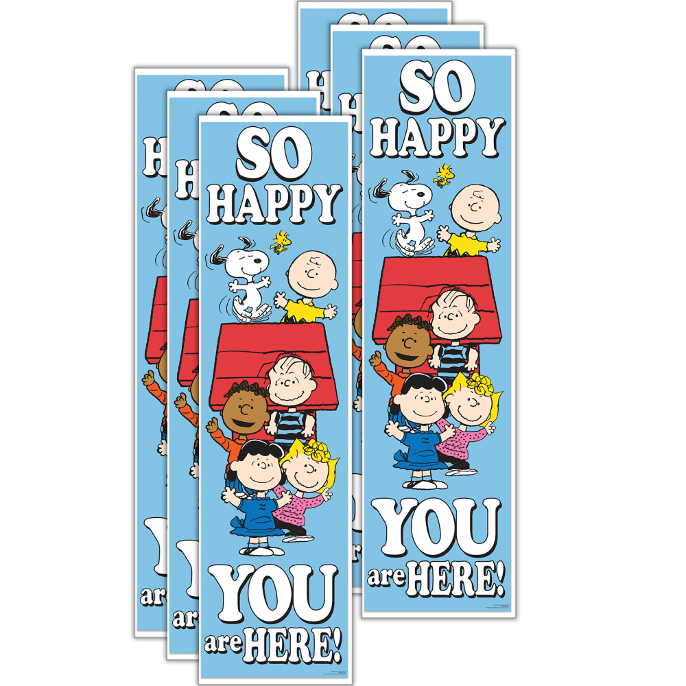Eureka Peanuts So Glad You Are Here! Vertical Banners, 12in x 45in, Bundle Of 6 Banners MPN:EU-849348-6
