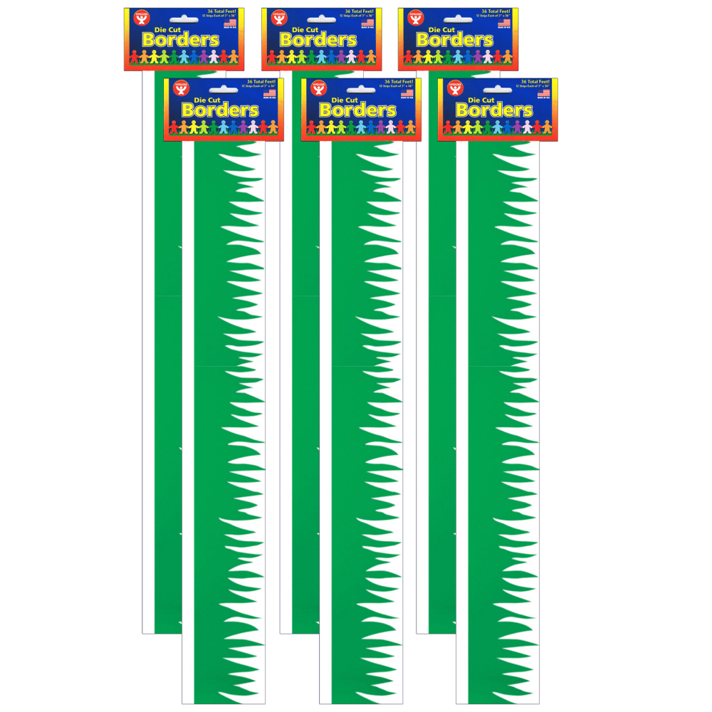 Hygloss Classroom Borders, Green Grass, 12 Borders Per Pack, Set Of 6 Packs MPN:HYG33601-6