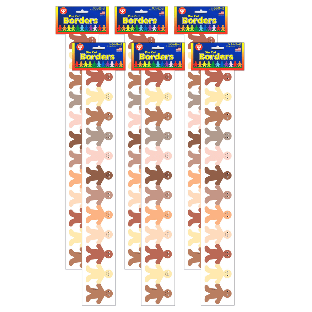 Hygloss Classroom Borders, Multicultural Kids Mighty Brights, 12 Borders Per Pack, Set Of 6 Packs MPN:HYG33607-6