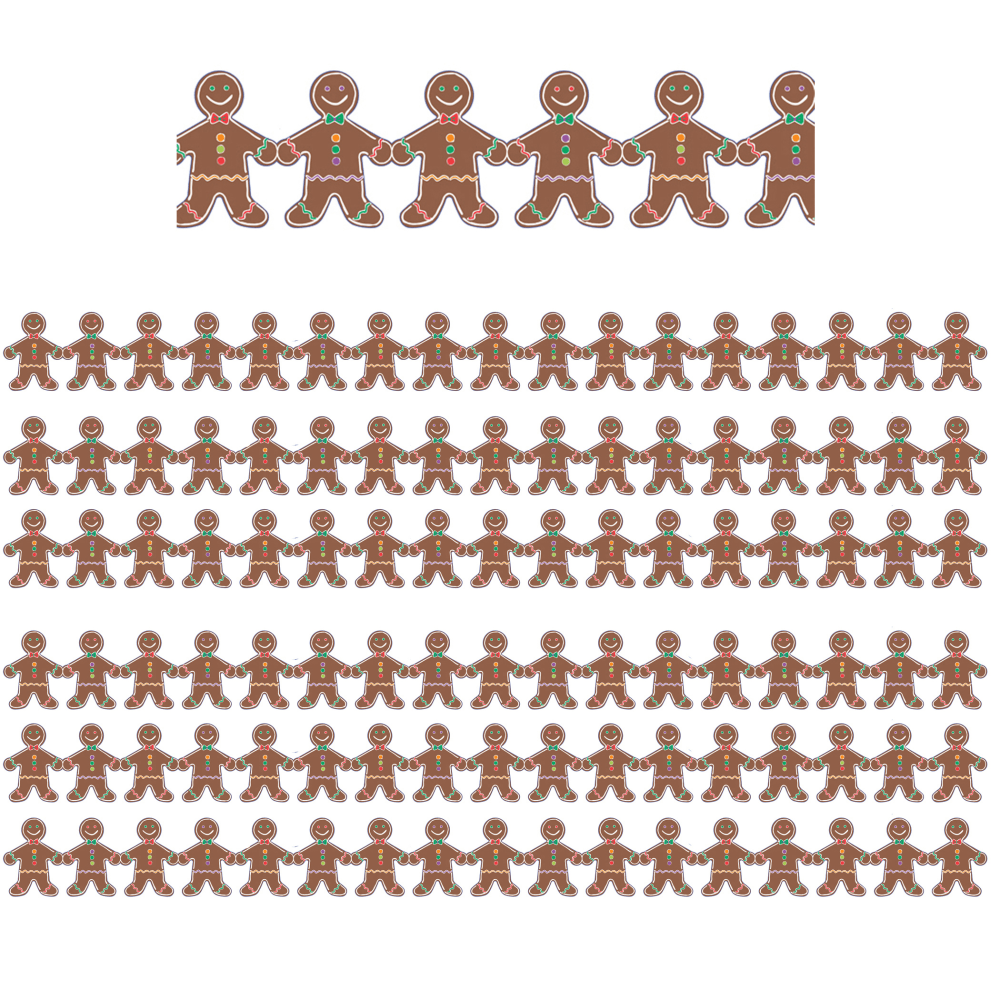 Hygloss Classroom Borders, Gingerbread Men, 12 Borders Per Pack, Set Of 6 Packs MPN:HYG33608-6