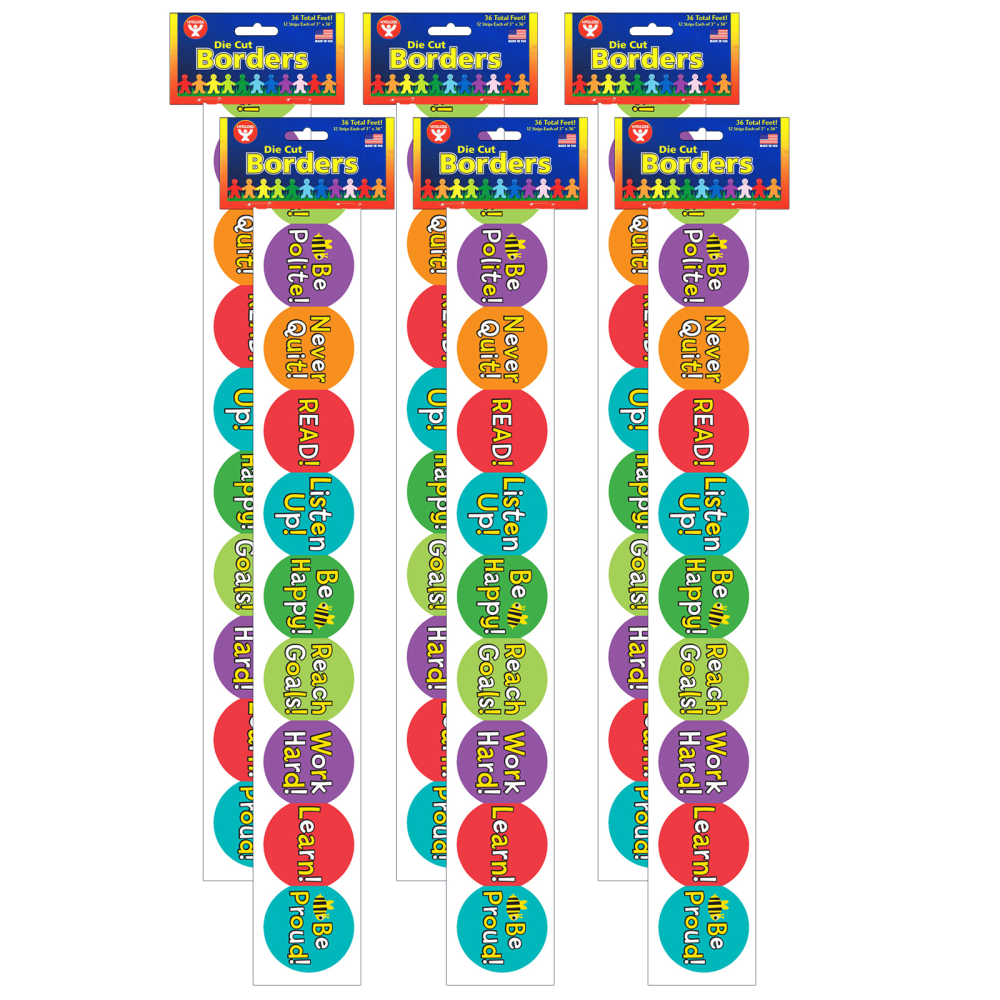 Hygloss Classroom Borders, Be Your Best, 12 Borders Per Pack, Set Of 6 Packs MPN:HYG33612-6