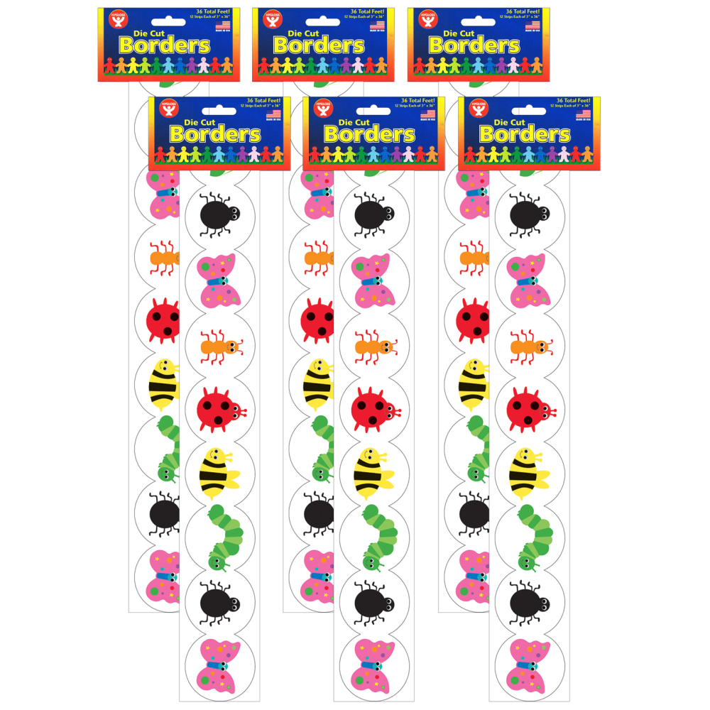 Hygloss Classroom Borders, Bugs, 12 Borders Per Pack, Set Of 6 Packs MPN:HYG33614-6