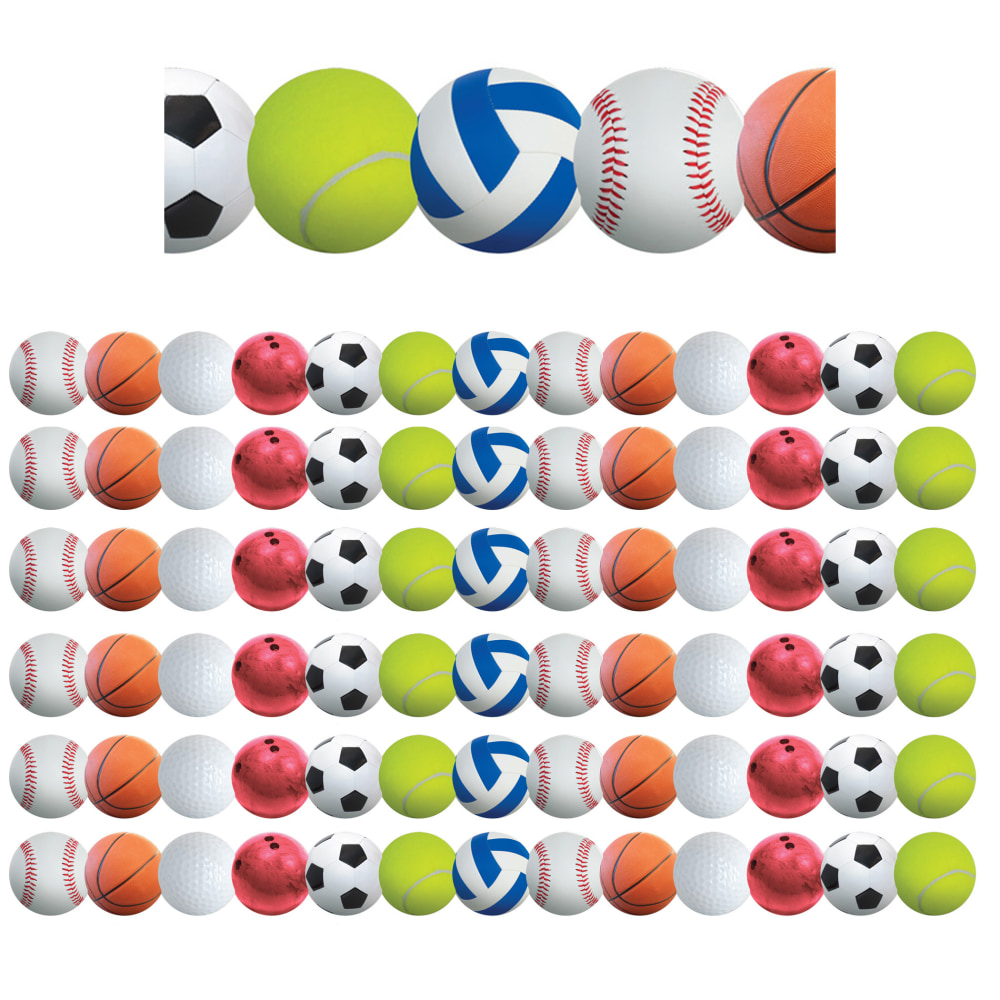 Hygloss Classroom Borders, Sports Balls, 12 Borders Per Pack, Set Of 6 Packs MPN:HYG33616-6