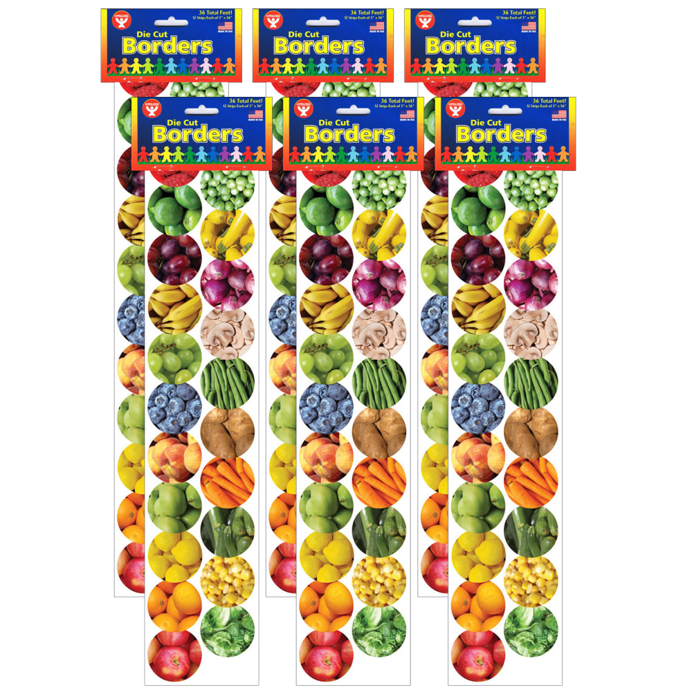 Hygloss Borders, 3in x 36in, Fruits And Veggies, 12 Borders Per Pack, Set Of 6 Packs MPN:HYG33631-6