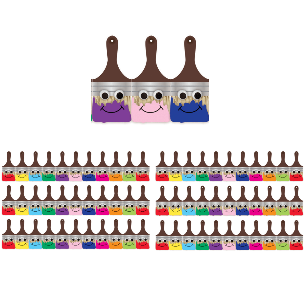 Hygloss Classroom Borders, Happy Paintbrush Die Cut, 12 Borders Per Pack, Set Of 6 Packs MPN:HYG33633-6