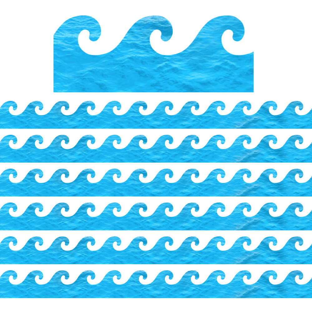 Hygloss Classroom Borders, Ocean Waves, 12 Borders Per Pack, Set Of 6 Packs MPN:HYG33657-6