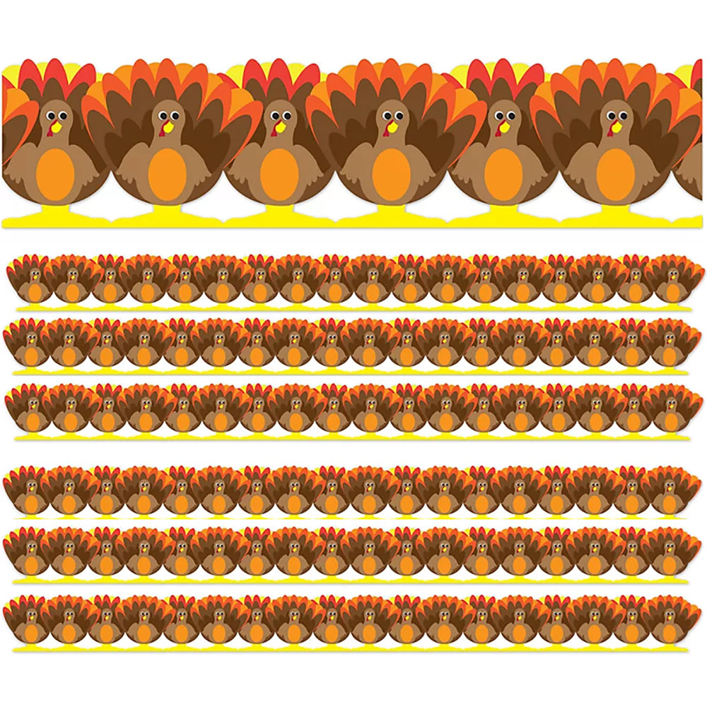 Hygloss Classroom Borders, Turkey Die Cut, 12 Borders Per Pack, Set Of 6 Packs MPN:HYG33686-6