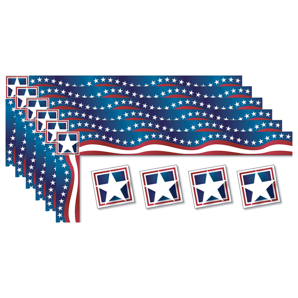North Star Teacher Resources All Around The Board Trimmers, Stars & Stripes, 43' Per Pack, Set Of 6 Packs MPN:NST4244-6