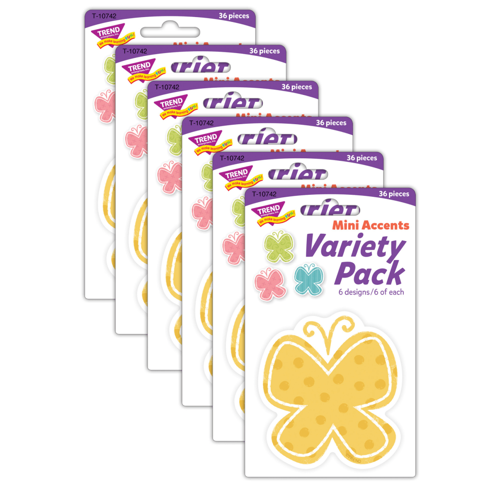 Trend Mini Accents, Garden Butterflies, 36 Accents Per Pack, Bundle Of 6 Packs MPN:T-10742-6
