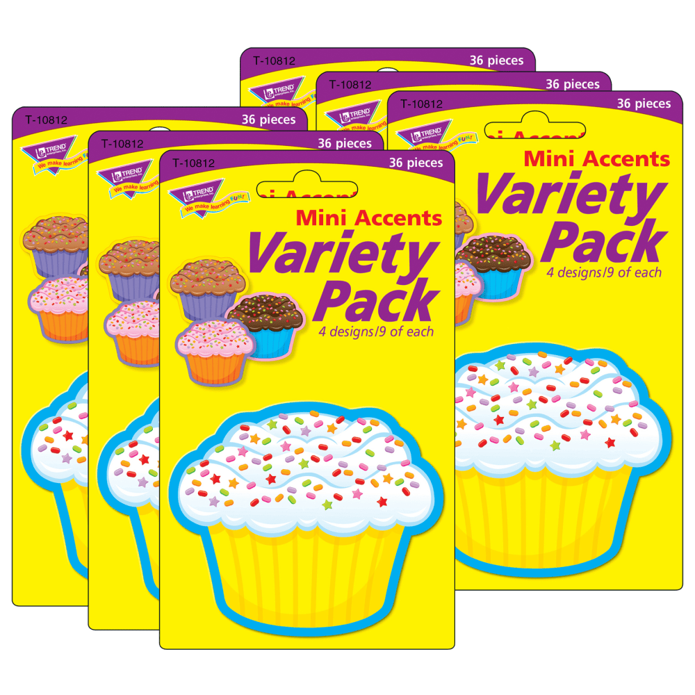 TREND Mini Accents, 3in, Cupcakes, 36 Accents Per Pack, Set Of 6 Packs MPN:T-10812-6
