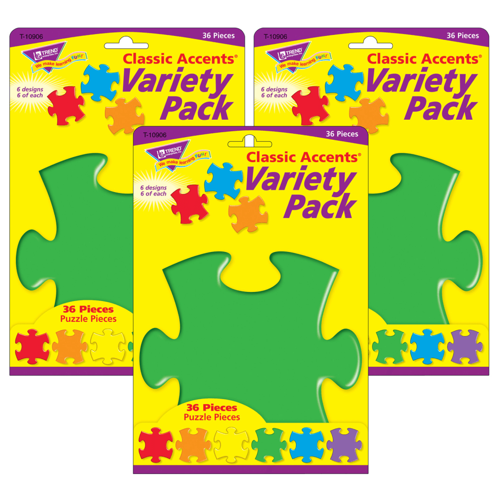Trend Classic Accents, Puzzle Pieces, Pack Of 36 Accents, Set Of 3 Packs MPN:T-10906-3