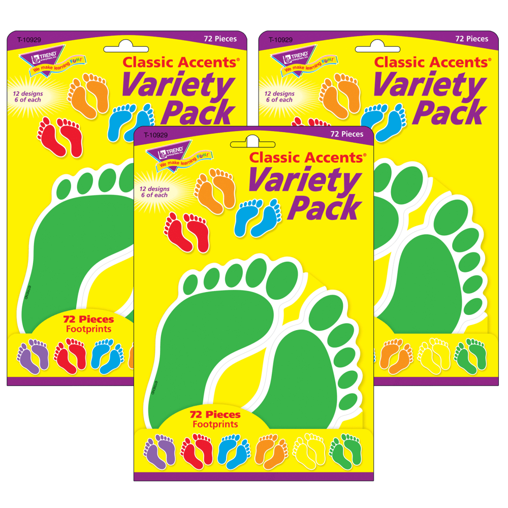 TREND Classic Accents, Footprints, 36 Accents Per Pack, Set Of 3 Packs MPN:T-10929-3