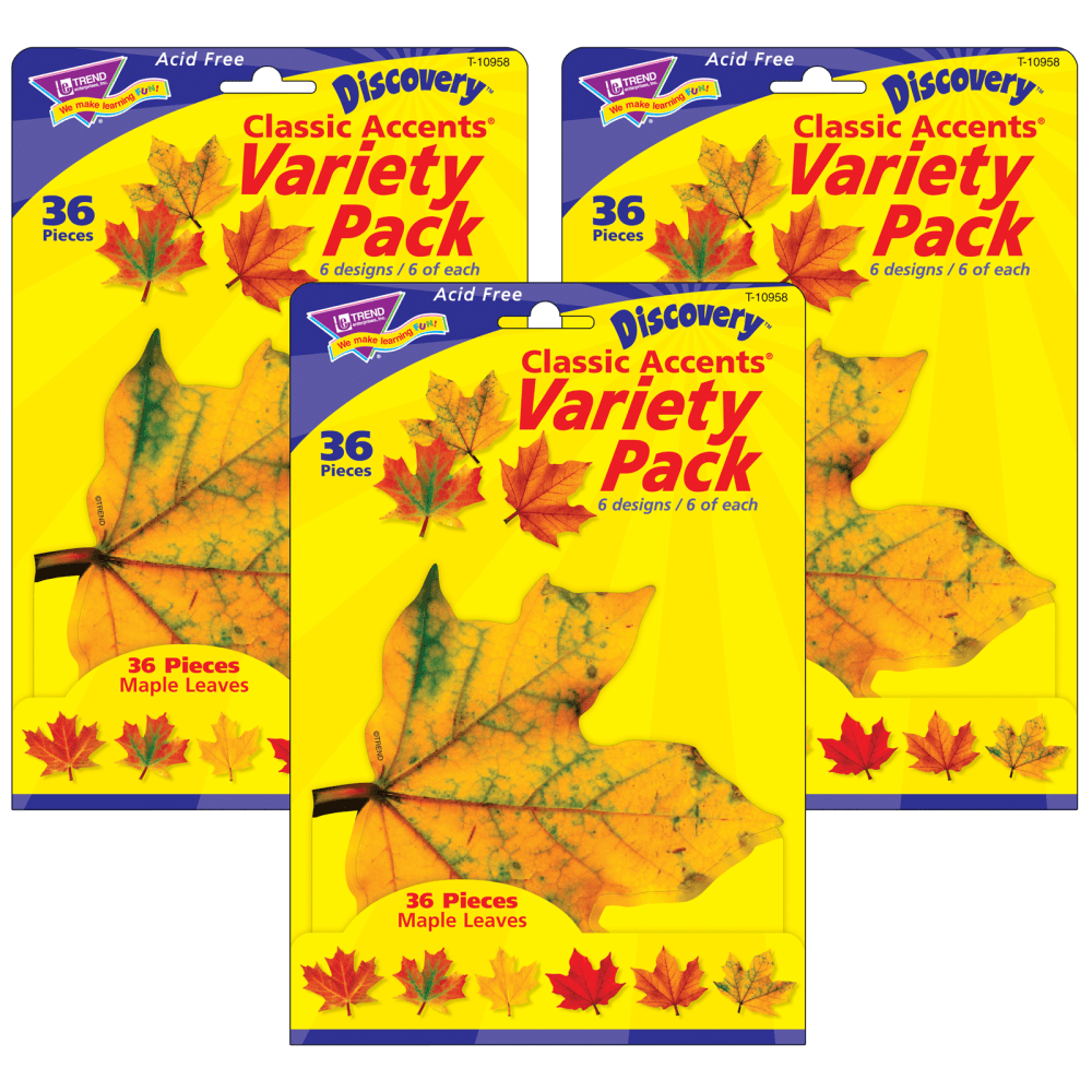 TREND Classic Accents, Maple Leaves, 36 Accents Per Pack, Set Of 3 Packs MPN:T-10958-3