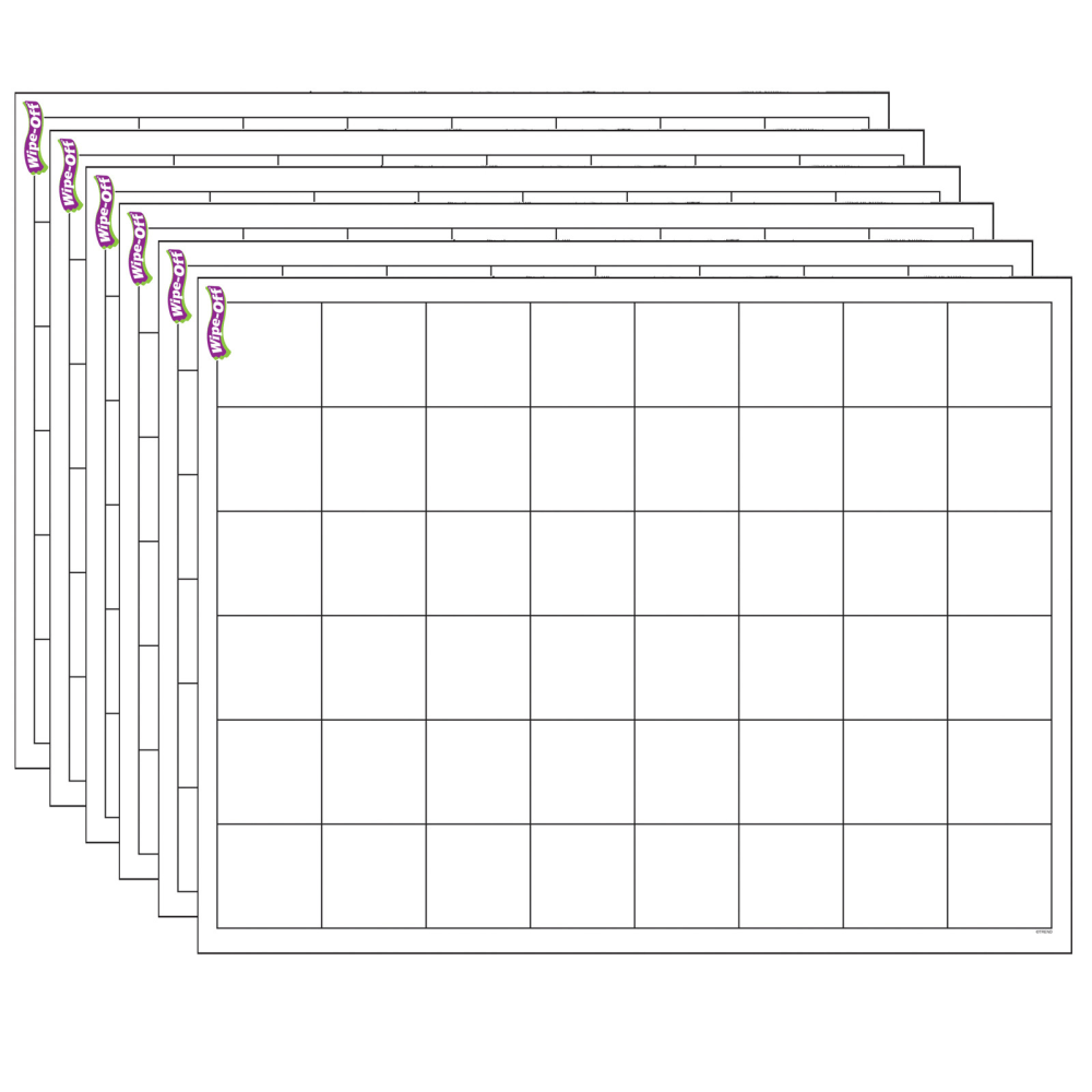 Trend Graphing Grid Wipe-Off Charts, 17in x 22in, Large Squares, Pack Of 6 Charts MPN:T-27306-6