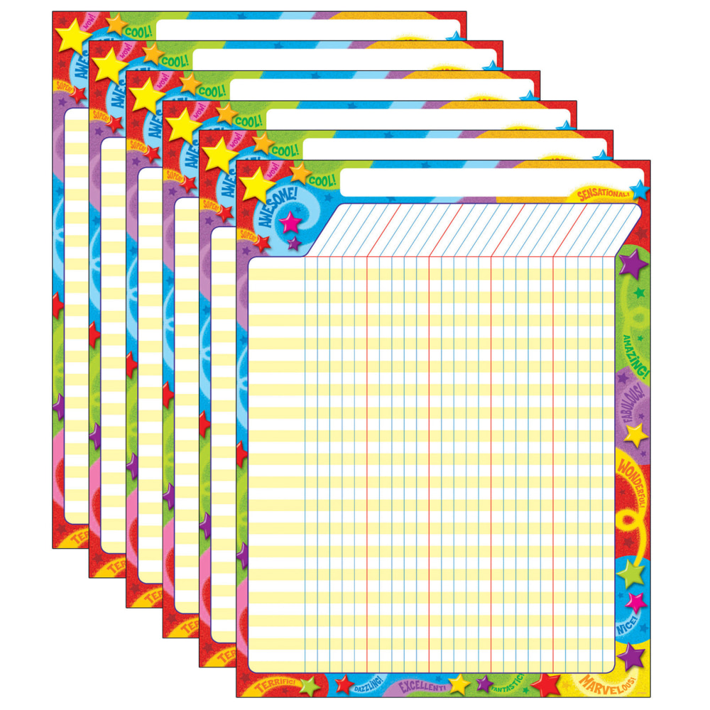 TREND Incentive Chart, Praise Words N Stars, 17in x 22in, Pack Of 6 MPN:T-73350-6