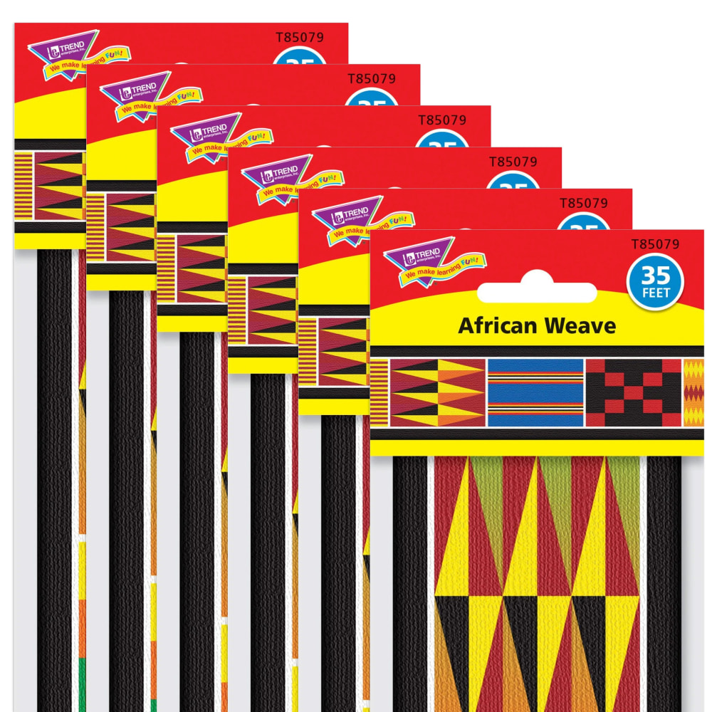 TREND Bolder Borders, 2-3/4in x 39in, African Weave, 66 Borders Per Pack, Set Of 6 Packs MPN:T-85079-6