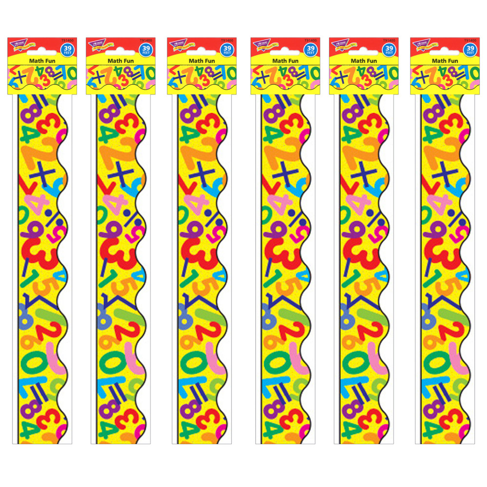 Trend Terrific Trimmers, Math Fun, 39ft Per Pack, Set Of 6 Packs MPN:T-91400-6