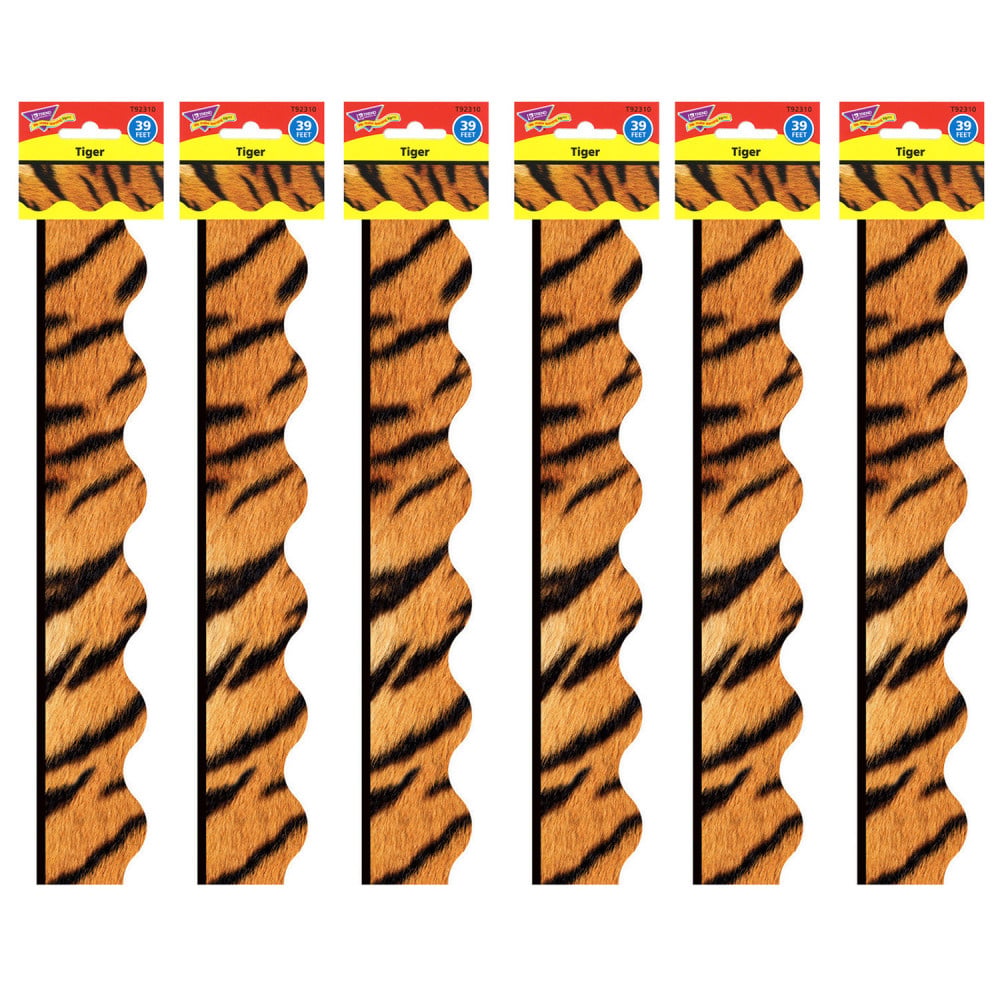 Trend Terrific Trimmers Packs, 39' x 2-1/4in, Tiger, Set Of 6 Packs MPN:T-92310-6