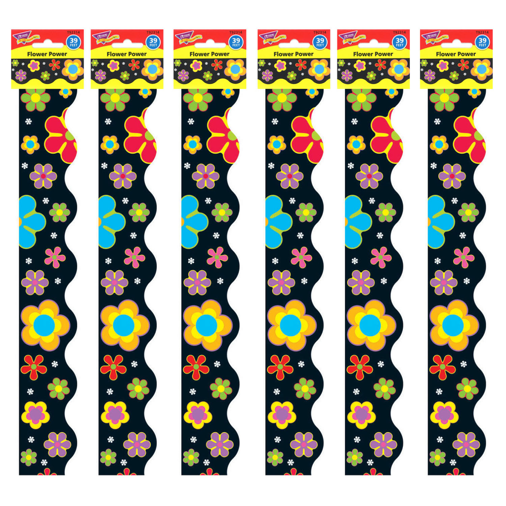 Trend Terrific Trimmers Packs, 39' x 2-1/4in, Flower Power, Set Of 6 Packs MPN:T-92314-6