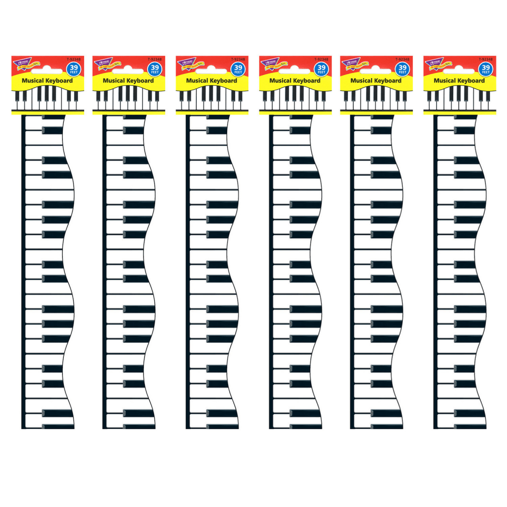 Trend Terrific Trimmers Packs, 39' x 2-1/4in, Musical Keyboard, Set Of 6 Packs MPN:T-92348-6