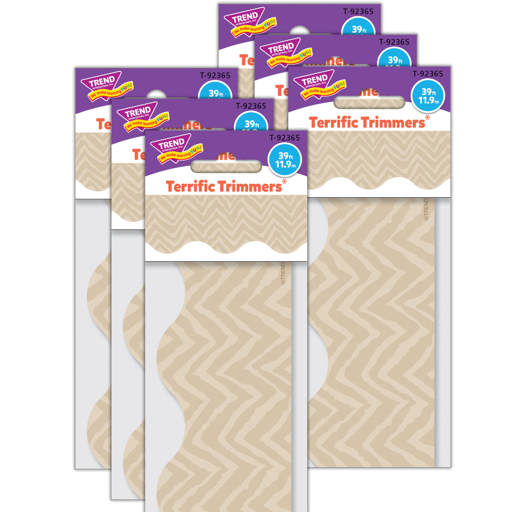 Trend Terrific Trimmers Packs, 39' x 2-1/4in, Natural Weave, Set Of 6 Packs MPN:T-92365-6