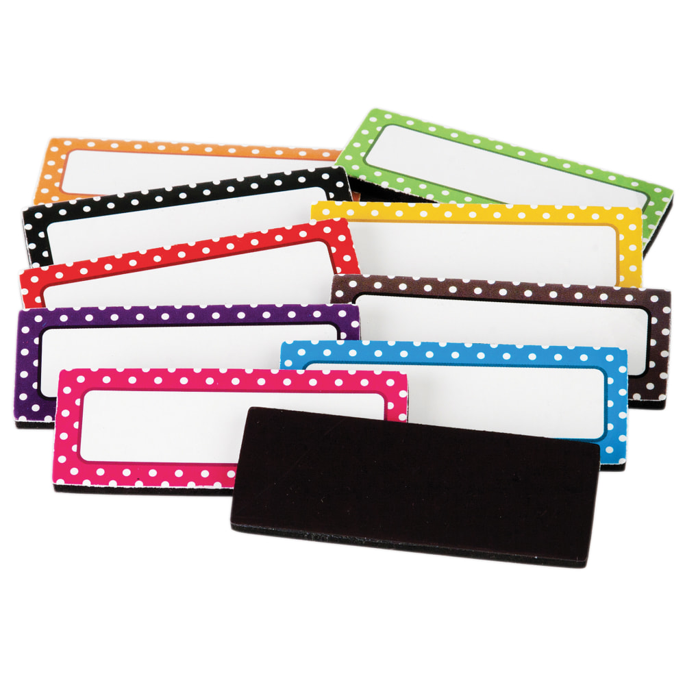Teacher Created Resources Magnetic Labels, 2-1/2in x 1in, Polka Dots, 30 Labels Per Pack, Set Of 2 Packs MPN:TCR20650-2