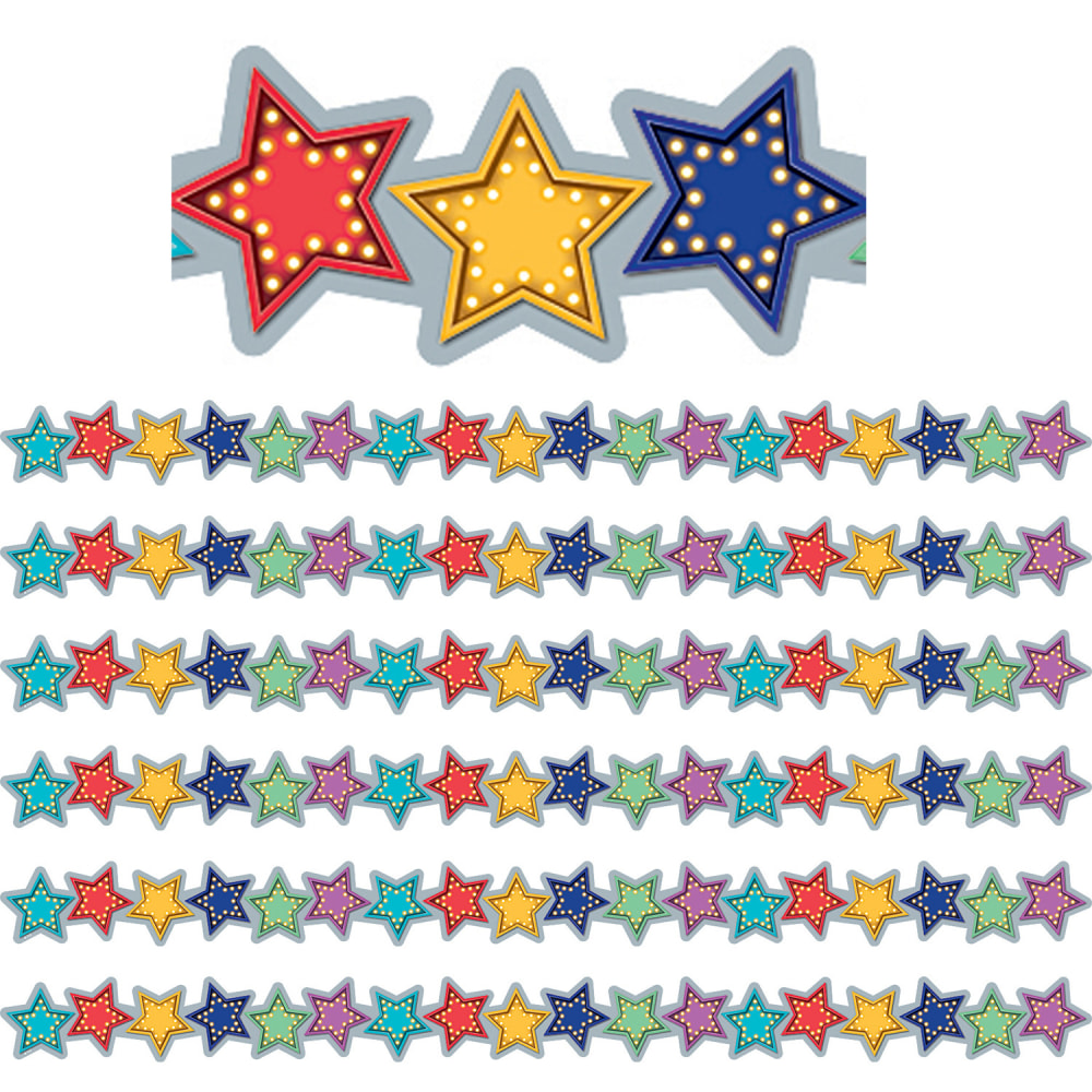 Teacher Created Resources Die-Cut Border Trim, Marquee Stars, 35ft Per Pack, Set Of 6 Packs MPN:TCR3495-6