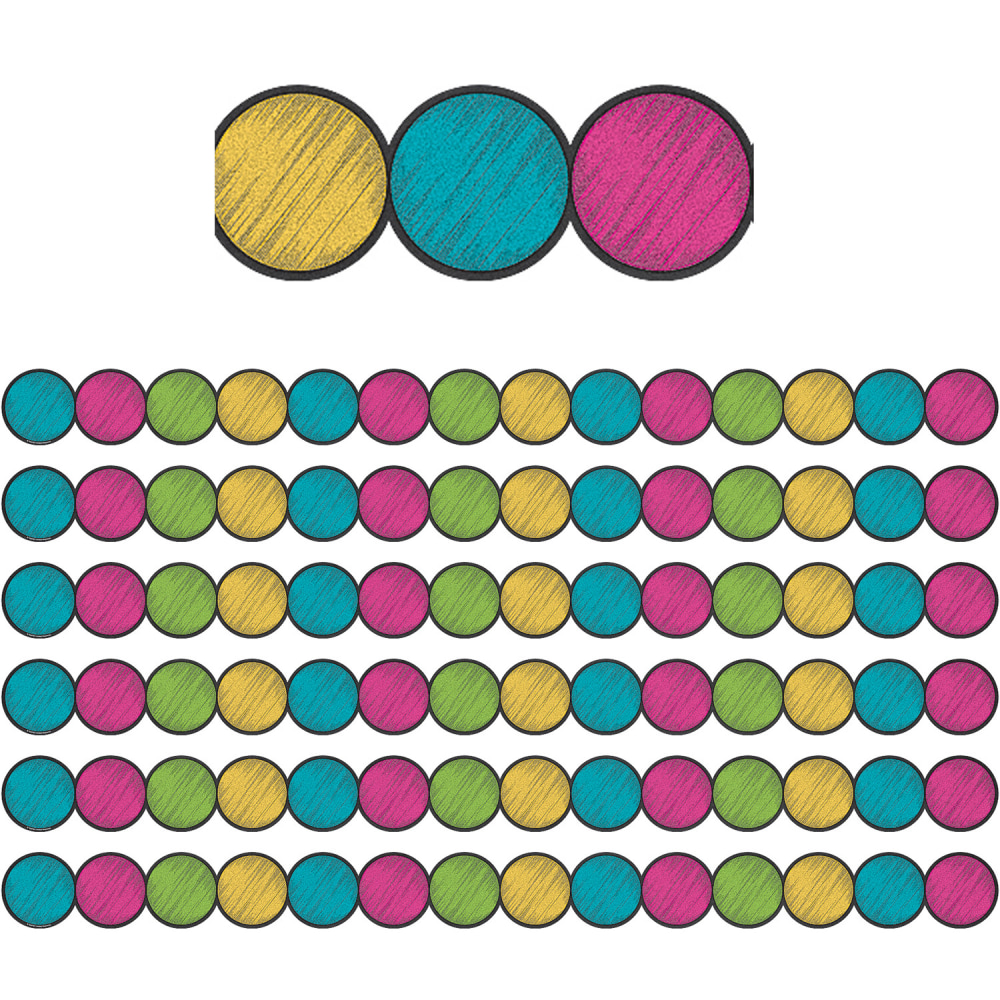 Teacher Created Resources Die-Cut Border Trim, Chalkboard Brights Circles, 35ft Per Pack, Set Of 6 Packs MPN:TCR3498-6