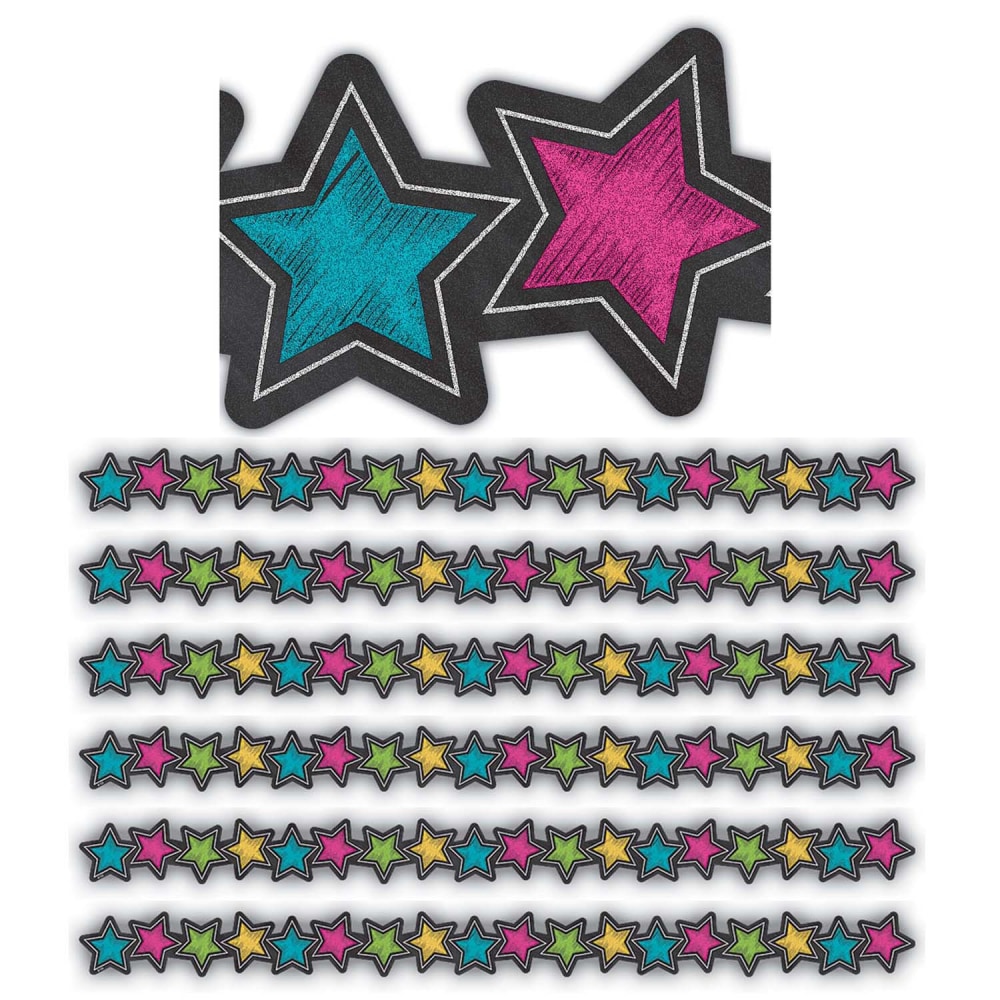 Teacher Created Resources Die-Cut Border Trim, Chalkboard Brights Stars, 35' Per Pack, Set Of 6 Packs MPN:TCR3569-6