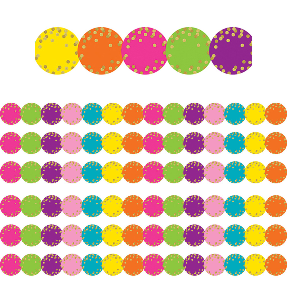 Teacher Created Resources Die-Cut Border Trim, Confetti Circles, 35ft Per Pack, Set Of 6 Packs MPN:TCR3571-6