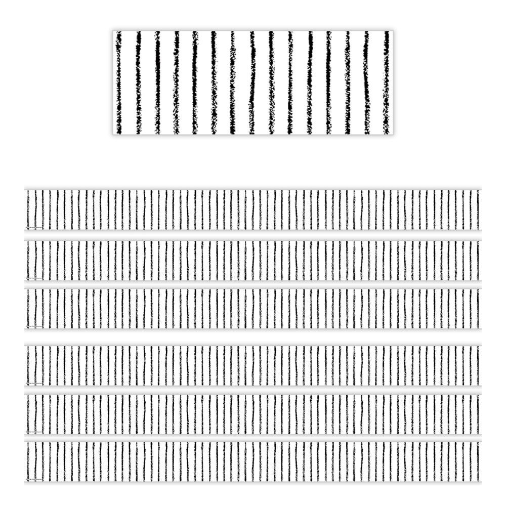 Teacher Created Resources Straight Border Trim, White With Black Pinstripes, 35ft Per Pack, Set Of 6 Packs MPN:TCR3936-6