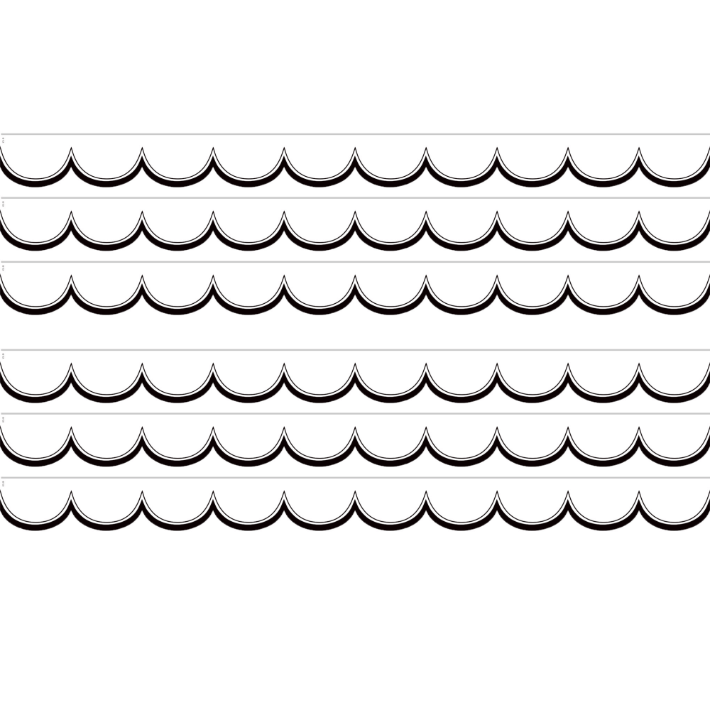 Teacher Created Resources Scalloped Border Trim Pack, 35', White/Black, Set Of 6 Packs MPN:TCR3951-6