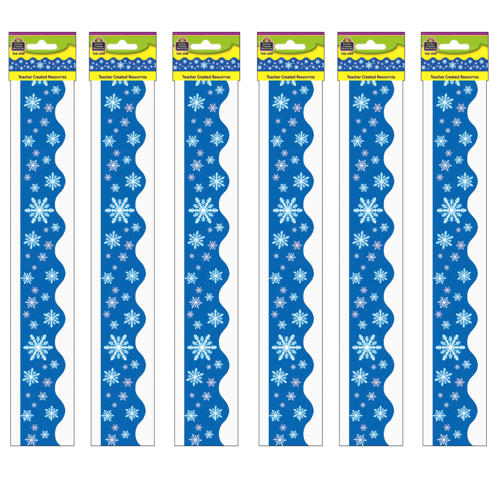 Teacher Created Resources Border Trim, Snowflakes, 35ft Per Pack, Set Of 6 Packs MPN:TCR4139-6