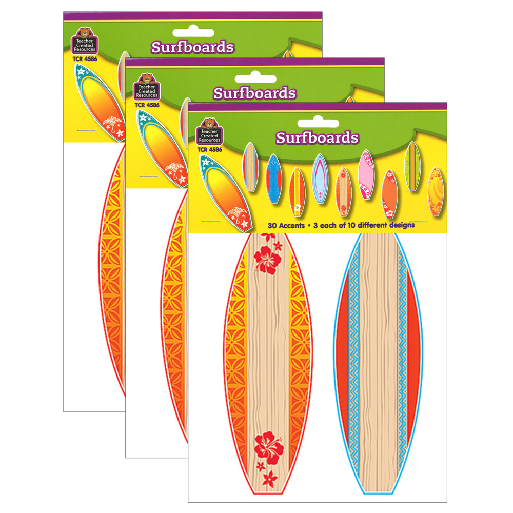 Teacher Created Resources Accents, Surfboards, 30 Accents Per Pack, Set Of 3 Packs MPN:TCR4586-3