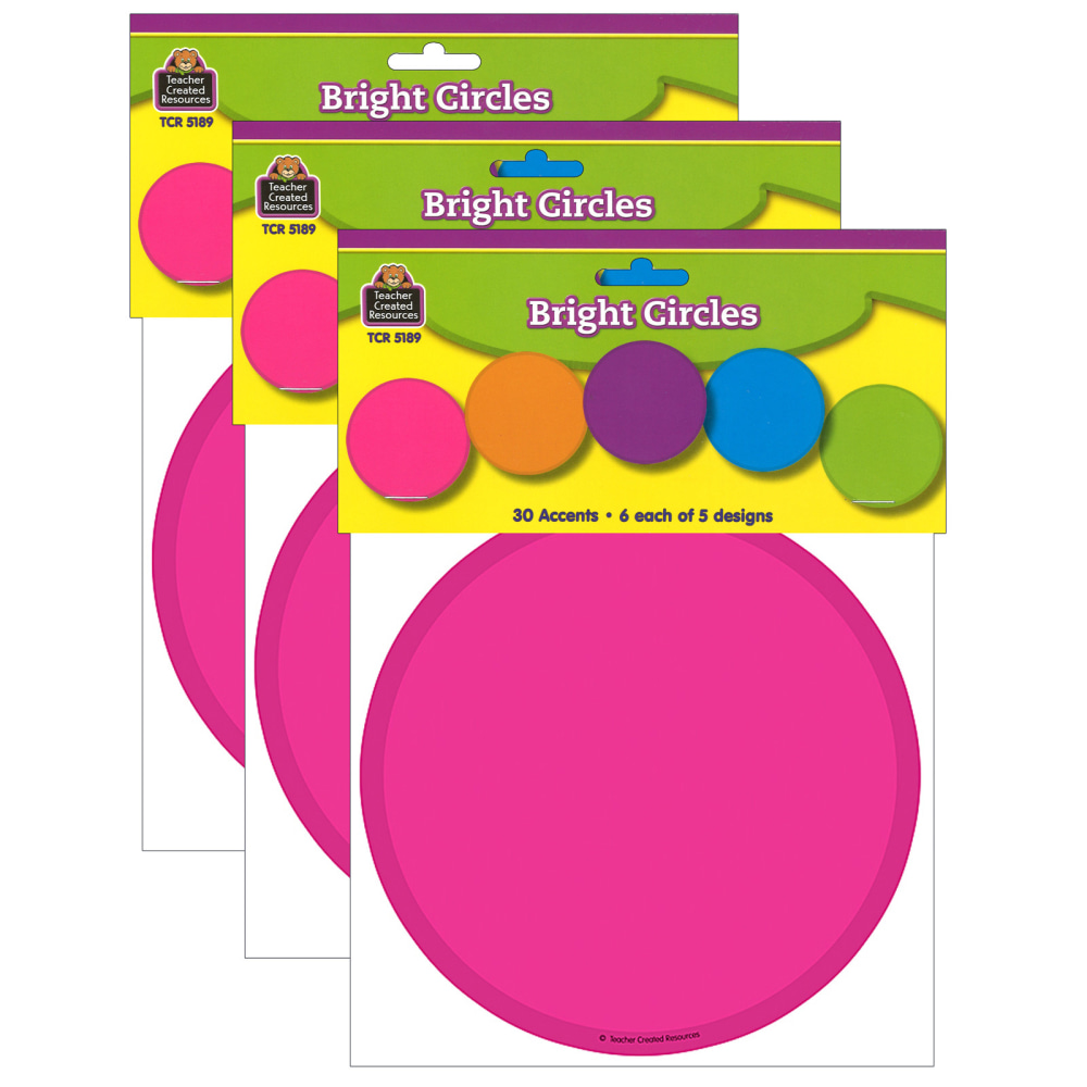 Teacher Created Resources Accents, Bright Circles, 30 Accents Per Pack, Set Of 3 Packs MPN:TCR5189-3