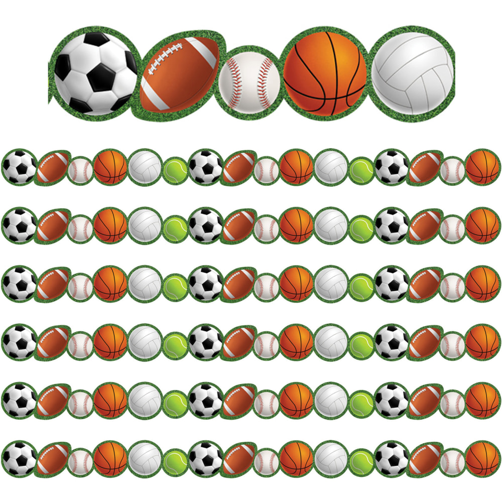 Teacher Created Resources Die-Cut Border Trim, Sports, 35ft Per Pack, Set Of 6 Packs MPN:TCR5596-6