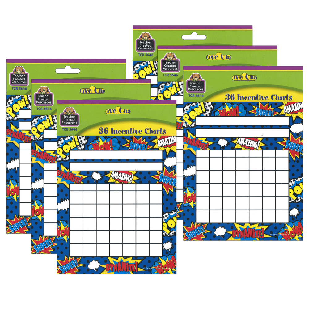 Teacher Created Resources Incentive Chart, Superhero, 36 Per Pack, Set Of 6 Packs MPN:TCR5646-6