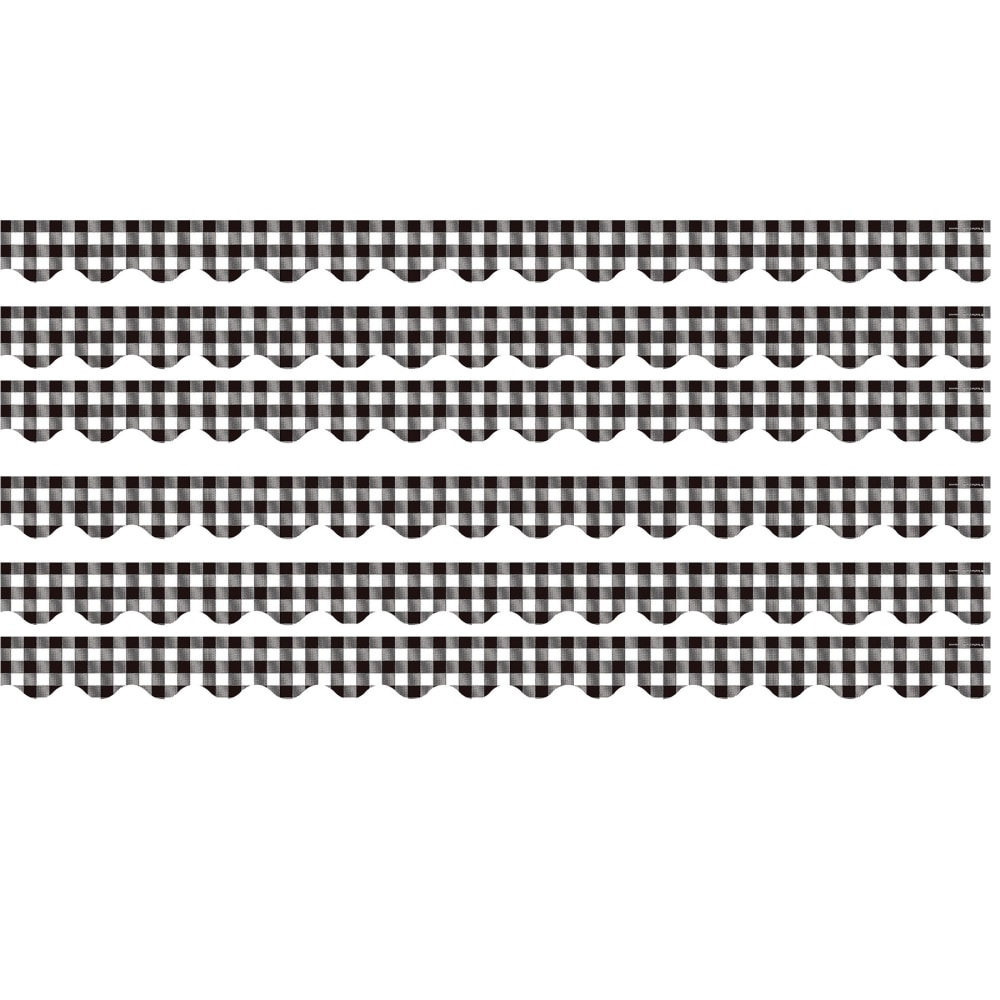 Teacher Created Resources Scalloped Border Trim Packs, 35', Black and White Gingham, Set Of 6 Packs MPN:TCR5817-6