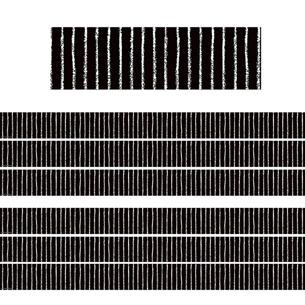 Teacher Created Resources Straight Border Trim, Black With White Pinstripes, 35ft Per Pack, Set Of 6 Packs MPN:TCR6061-6