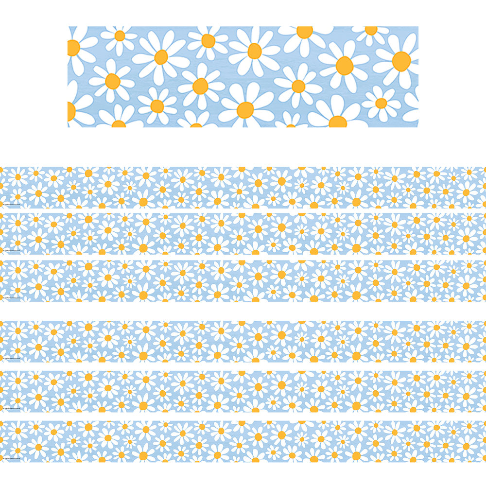 Teacher Created Resources Straight Border Trim, Daisies, 35ft Per Pack, Set Of 6 Packs MPN:TCR6776-6