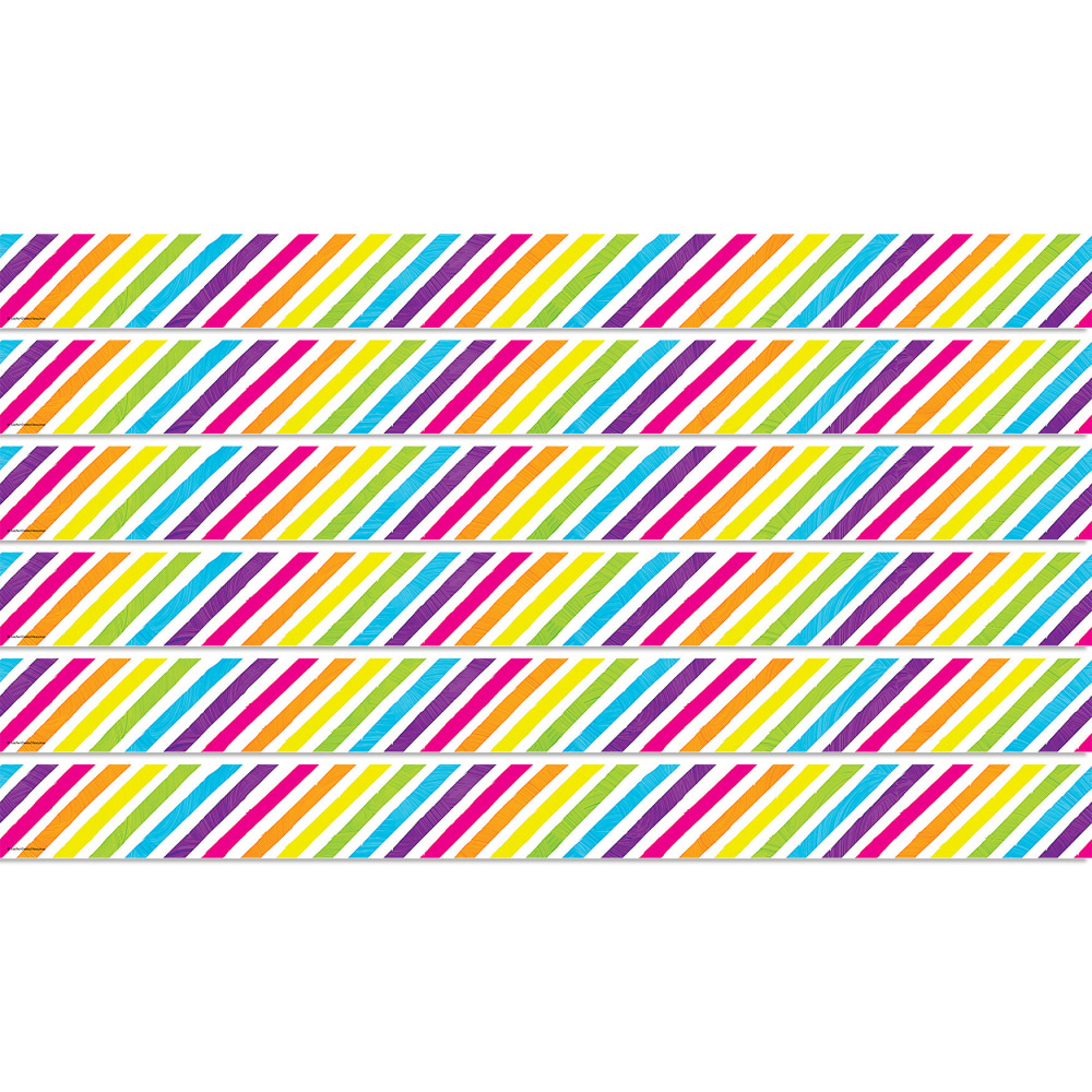 Teacher Created Resources Straight Border Trim, Brights 4Ever Stripes, 35ft Per Pack, Set Of 6 Packs MPN:TCR6927-6