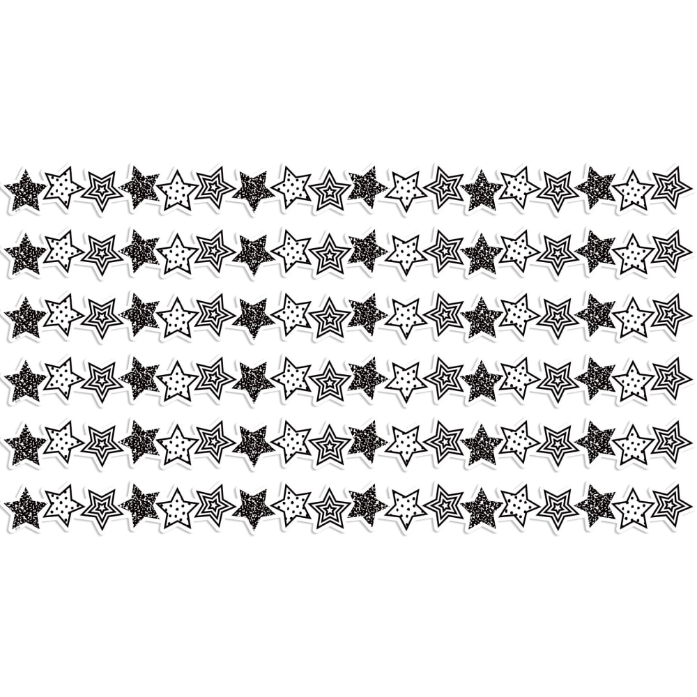 Teacher Created Resources Die-Cut Border Trim, Black And White Stars, 35ft Per Pack, Set Of 6 Packs MPN:TCR6939-6