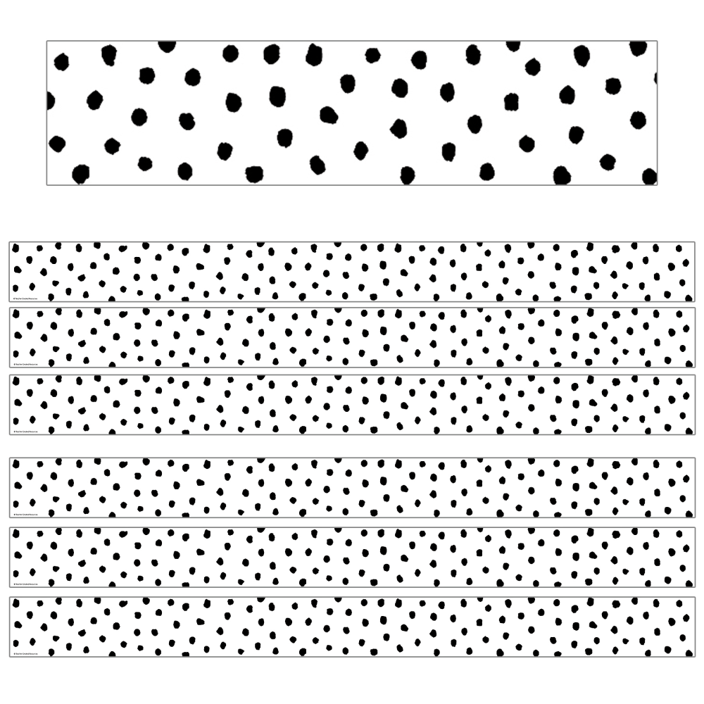 Teacher Created Resources Border Trim, Black Painted Dots On White, 35', Set Of 6 Packs MPN:TCR7083-6