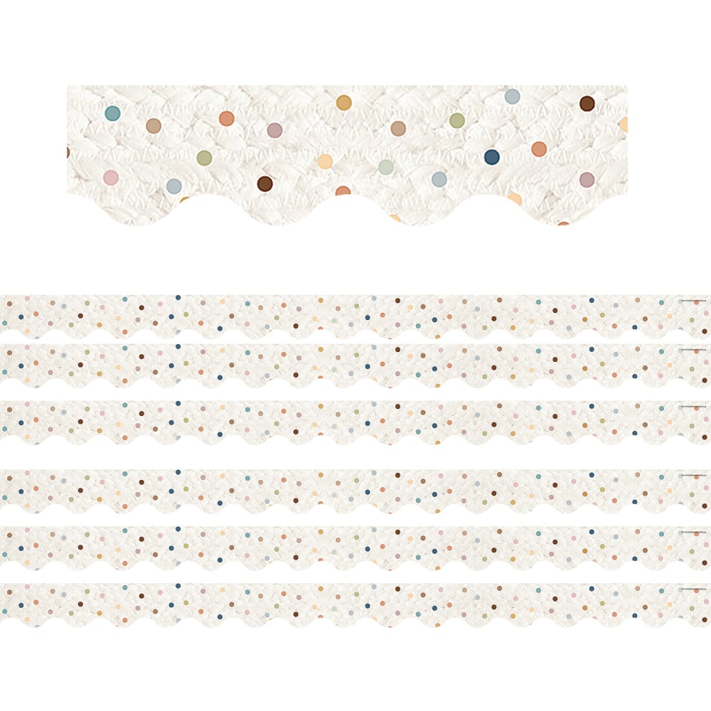 Teacher Created Resources Scalloped Border Trim, Everyone Is Welcome Dots, 35ft Per Pack, Set Of 6 Packs MPN:TCR7158-6