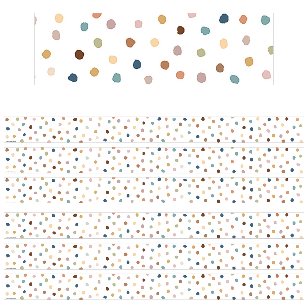 Teacher Created Resources Border Trim, Everyone Is Welcome Painted Dots, 35', Set Of 6 Packs MPN:TCR7165-6