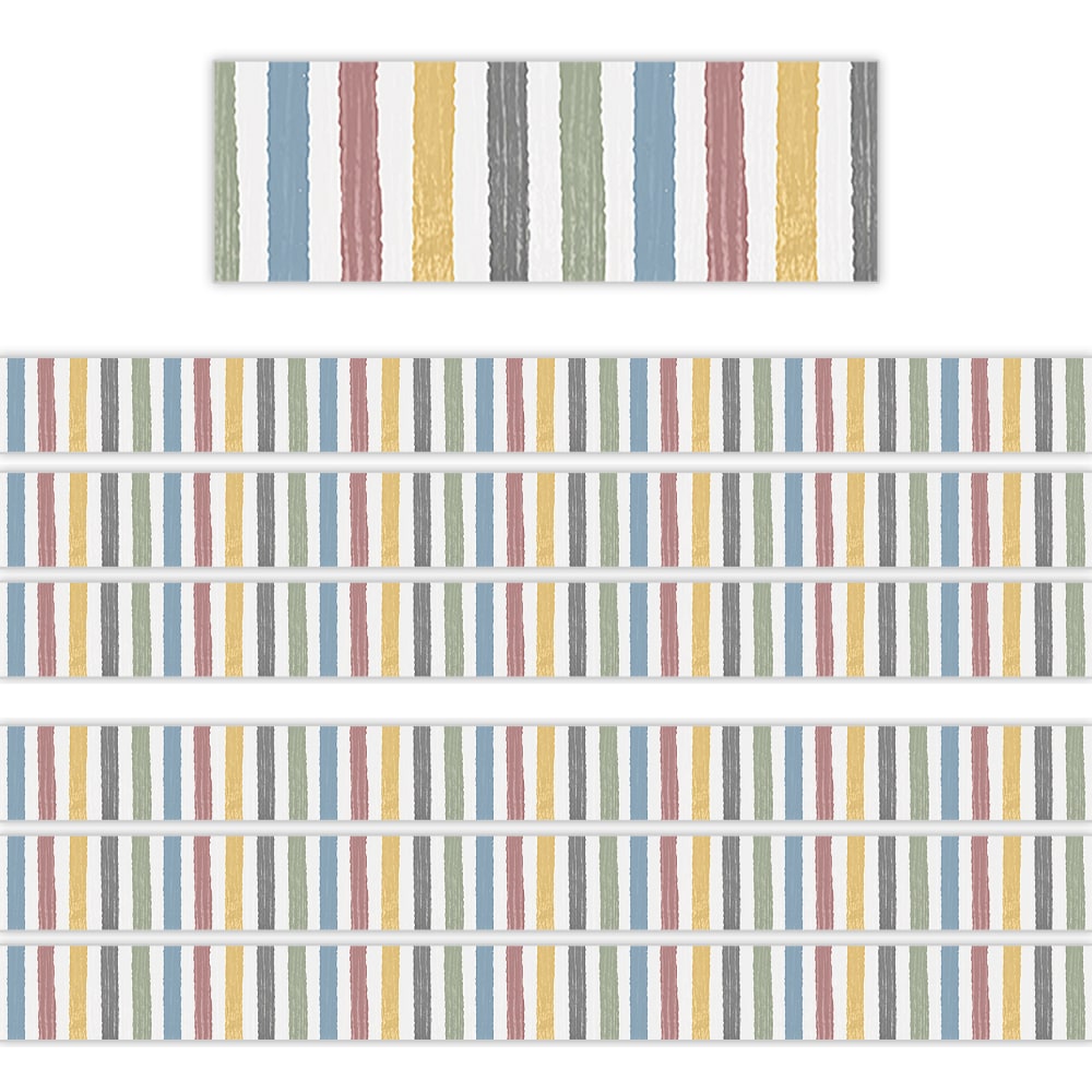 Teacher Created Resources Straight Border Trim, Classroom Cottage Stripes, 35ft Per Pack, Set Of 6 Packs MPN:TCR7177-6