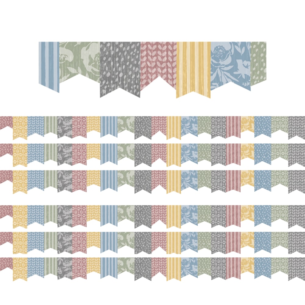 Teacher Created Resources Die-Cut Border Trim, Classroom Cottage Pennants, 35ft Per Pack, Set Of 6 Packs MPN:TCR7183-6
