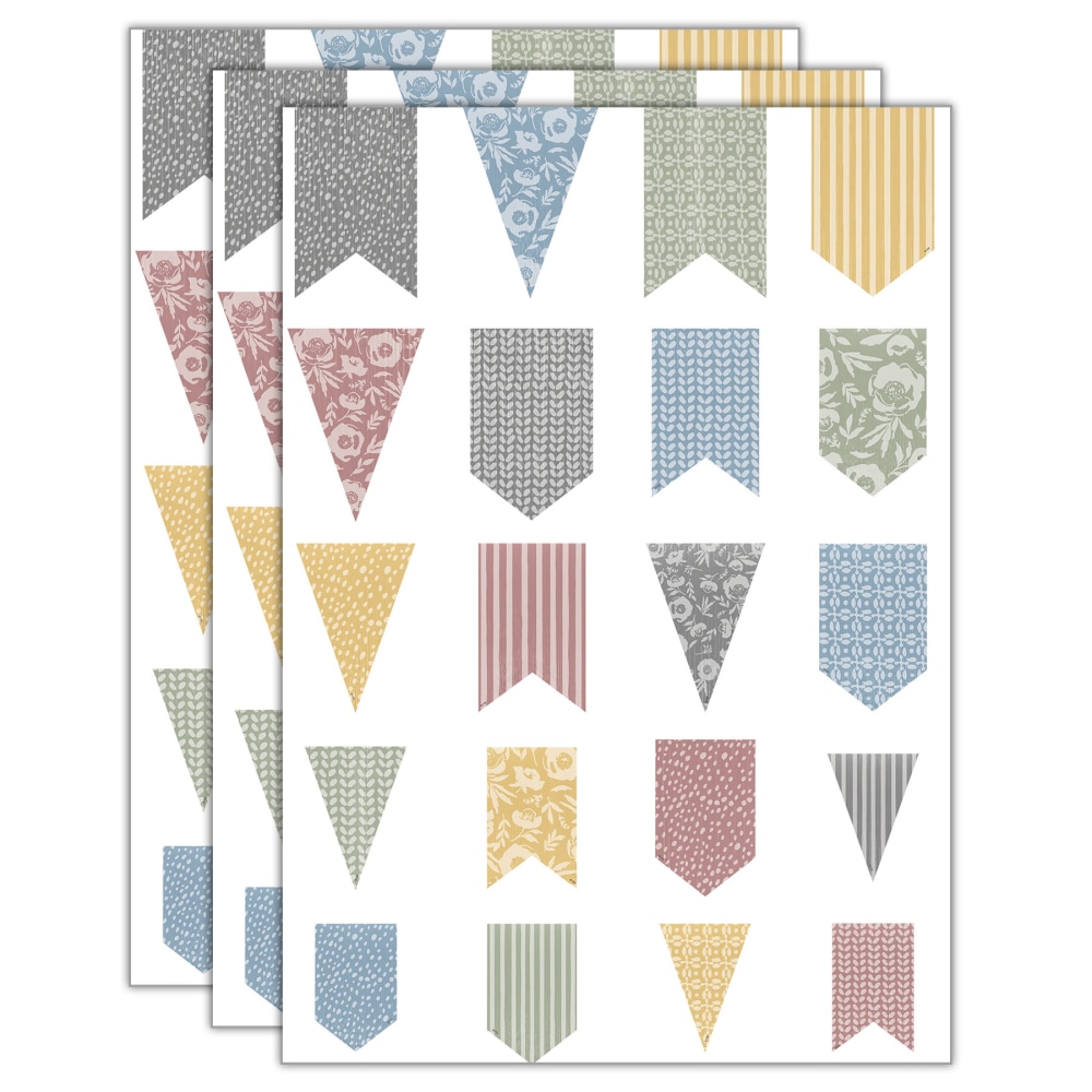 Teacher Created Resources Pennants Accents, Assorted Sizes, Classroom Cottage, 60 Accents Per Pack, Set Of 3 Packs MPN:TCR7197-3