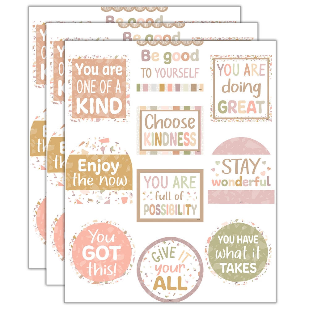 Teacher Created Resources Positive Sayings Accents, Terrazzo Tones, 30 Accents Per Pack, Set Of 3 Packs MPN:TCR7219-3